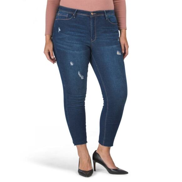 New Nanette Lepore Plus Belle Destructed High Rise Stretch Ankle Skinny Jeans - Picture 1 of 5